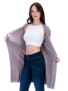 Suéter Cárdigan Largo Para Mujer Estilo Ensamble - Caqui - Ver 5