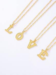 suteyi 1 件青少年大写首字母吊坠项链，不锈钢金色 A-Z 字母吊坠项链 - 金黃色 - 查看 4