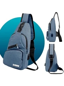 Mochila Cruzada Bluelander: Impermeable, Antirrobo y con Carga USB - Azul - Ver 7