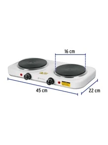 White Disc Type Double Burner Electric Grill - White - View 3