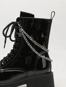 1雙銀色女性時尚鞋飾鏈條適用於靴子