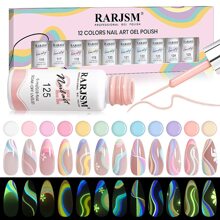 RARJSM Glow in The Dark Nail Art Gel Liner 12 Soft Pastel Colors Neon Green Blue Purple Pink Painting Luminous Gel Nail Polish Set UV LED Curing Requires Thin Nail Art Brush for Swirl Nails Design - Bộ phát sáng trong bóng tối - Xem 1
