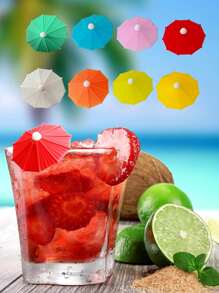 6pcs Umbrella Shaped Glass Marker, Drink Cup Clip Decoration For Party - Multicolor - View 1