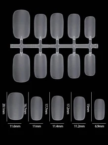 100入組/盒短圓形假指甲S碼,美甲可穿戴甲片,超薄和啞光 - 白色 - 查看 2