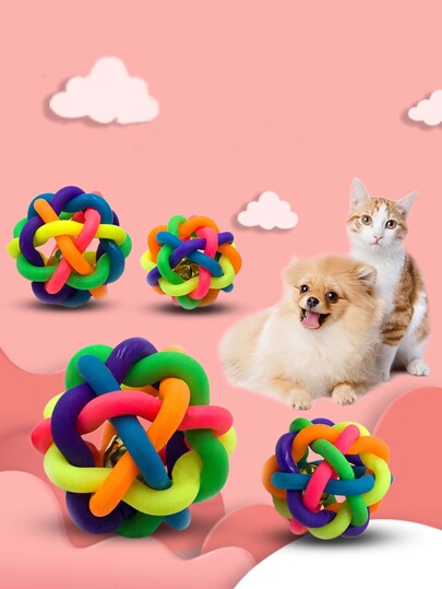 1 Pieza Bola De Juguete Con Campana De Material Pvc En Colores Vivos Para Juego Interactivo De Gatos Y Perros De Mascota