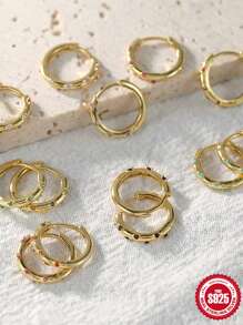 1對925純銀精美立方氧化鋯裝飾的銀色耳環,適用於女性日常搭配及精緻珠寶18k黃金電鍍禮物 - 銀色 - 查看 4