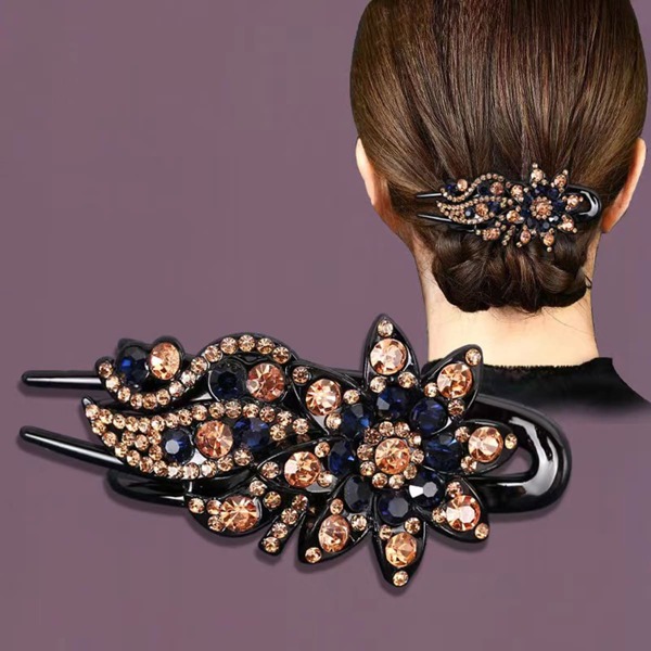 1pc Large Vintage Flower Shaped Rhinestone Hair Clip Suitable For Daily Use Elegant Hair Combs Combs For Hair Side Comb