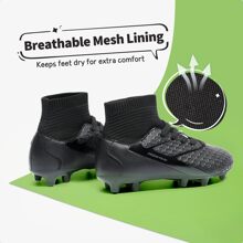 Boys Girls Soccer Football Cleats Shoes(Toddler/Little Kid/Big Kid) Back To School Shoes - 黑色 - 查看 6