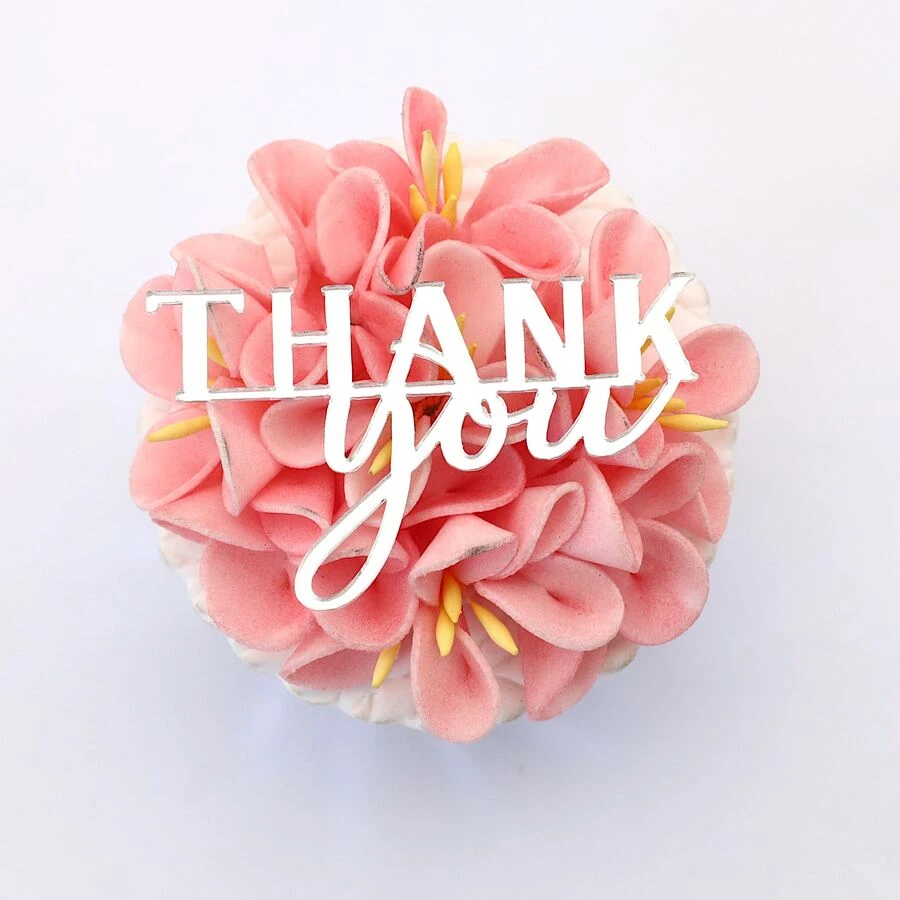 3pcs/pack Thank You Acrylic Cake Topper For Thanksgiving Party Decoration - Silver - View 1