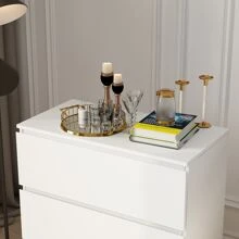 White Dresser Chest with 3 Drawers, Wooden Dresser Tower with Wide Storage Space, Dresser Closet for Nursery Living Room Bedroom Hallway