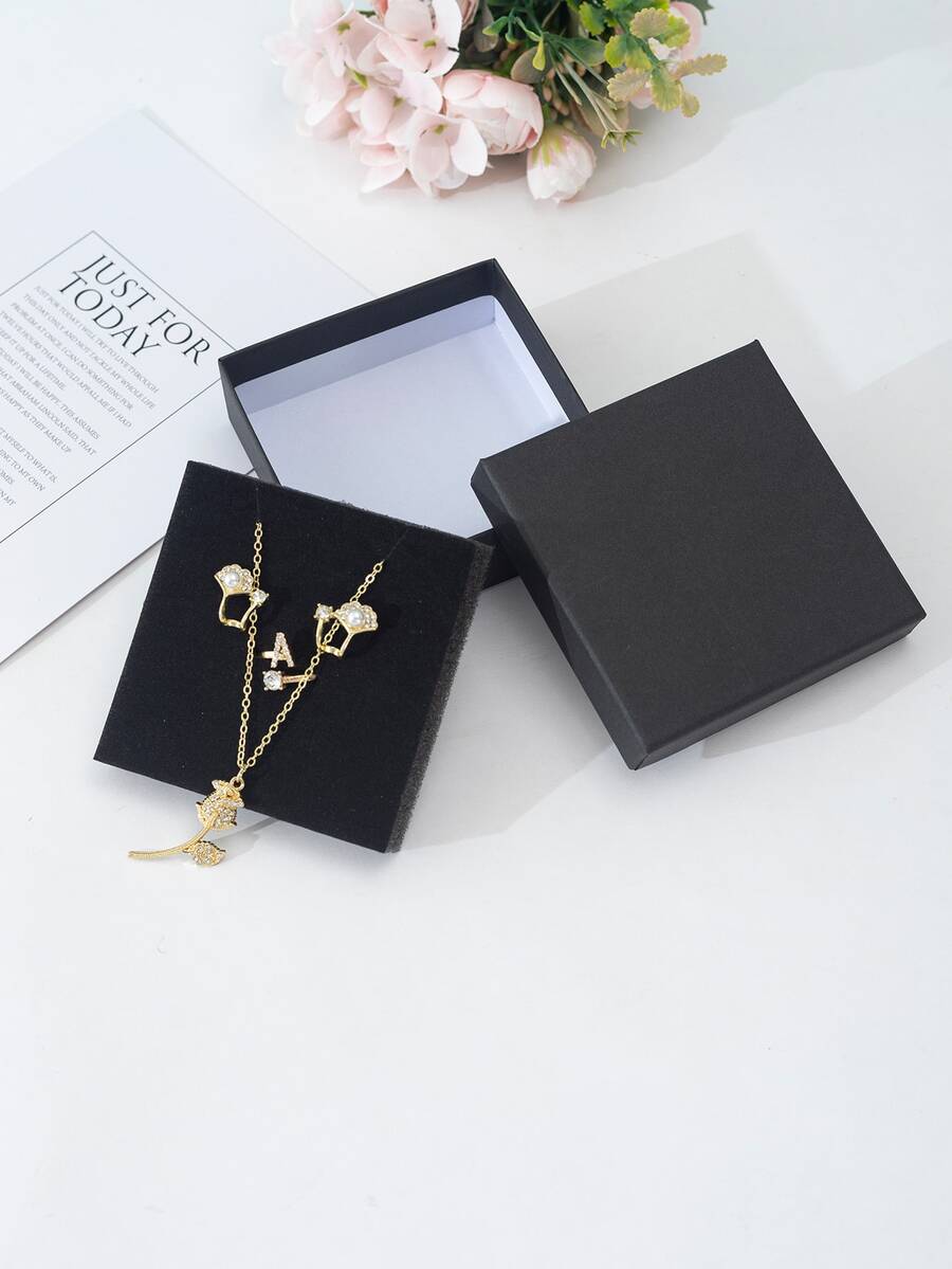 1個黑色珠寶盒,適用於戒指、耳環、手鍊和項鍊 - B - 查看 1