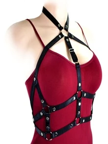 Sexy Waist Bralette Bust Harness With Marilu Adjuster - 黑色 - 查看 3