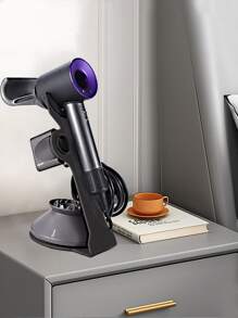 1pc Black Metal Hair Dryer Holder, Standing Type Anti Moisture Simple Hair Dryer Rack For Home And Hair Salon Use, Suitable For Desk And Table Top - Black - View 6