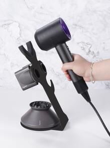 1pc Black Metal Hair Dryer Holder, Standing Type Anti Moisture Simple Hair Dryer Rack For Home And Hair Salon Use, Suitable For Desk And Table Top - Black - View 1