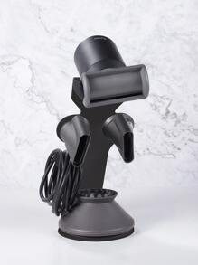 1pc Black Metal Hair Dryer Holder, Standing Type Anti Moisture Simple Hair Dryer Rack For Home And Hair Salon Use, Suitable For Desk And Table Top - Black - View 2