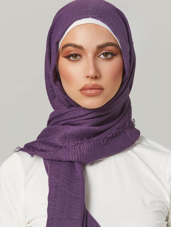 1 pieza Hiyab para mujer de unicolor, plisado, básico, de unicolor clásico para ropa de abaya y velo