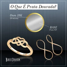 Anel Vintage Prata 925 Dourada Ouro 18k - Feminino - Preto - Visão 6