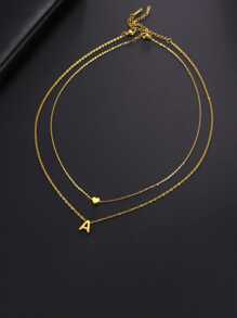 2pcs/set Women's Stainless Steel Minimalist 26 Initial Letter Name Necklace Set For Personalized Gift On Holiday