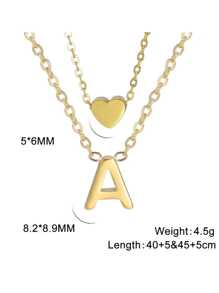2pcs/set Women's Stainless Steel Minimalist 26 Initial Letter Name Necklace Set For Personalized Gift On Holiday