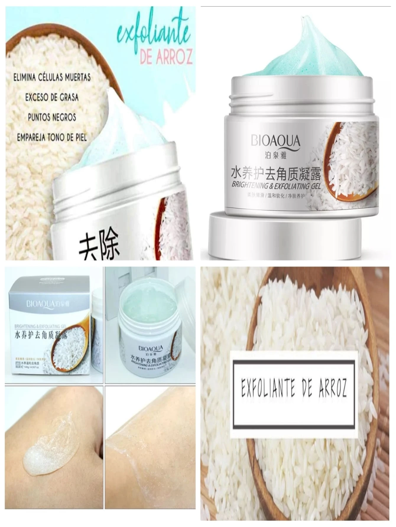3 White Rice Facial Body Scrub Shrinks Pores Whitens - White - View 1
