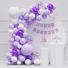 114 Piezas De Globos Tipo Macaron En Morado Y Blanco, Kit De Arco De Guirnalda De Flores De Globos En Morado Y Blanco, Globos En Lila Claro Y Blanco Para Decoración De Cumpleaños, Bodas Y Fiestas - Multicolor - Ver 1