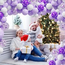 114 Piezas De Globos Tipo Macaron En Morado Y Blanco, Kit De Arco De Guirnalda De Flores De Globos En Morado Y Blanco, Globos En Lila Claro Y Blanco Para Decoración De Cumpleaños, Bodas Y Fiestas - Multicolor - Ver 5