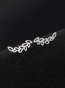 1雙女性麥穗耳釘不銹鋼耳朵耳釘-極簡風格時尚首飾類(2022生日禮物) - 白色 - 查看 1