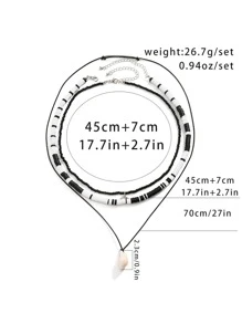 3 buc Colier cu pandantiv cu coadă și scoici de sirenă de epocă, colier de vară pentru bărbați din margele de ceramică, colier zilnic pentru surfer boem, potrivit pentru cadouri de bijuterii Etsy