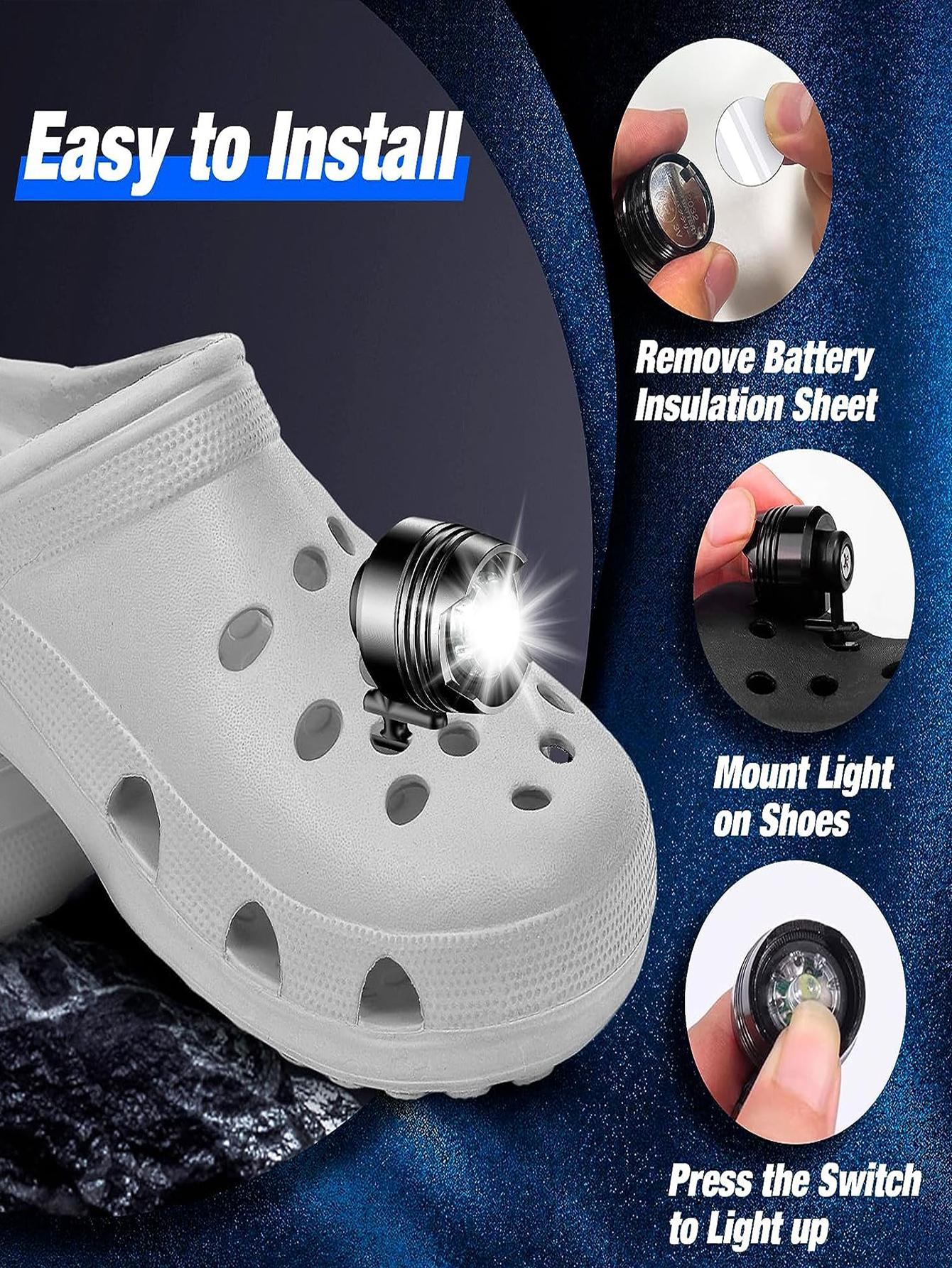 1set/set Lights For Shoes Croc Accessories Headlightcroc Led Shoe Clip