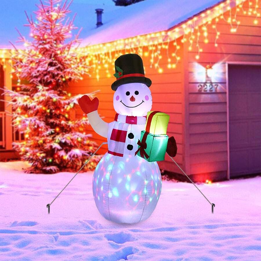 Muñeco De Nieve Inflable De Navidad De 150 Cm Con Muñeco De Nieve De Decoración De Luces De Colores - Enchufe Estadounidense - Multicolor - Ver 1