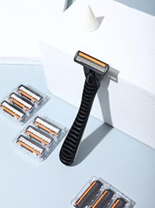 ALSHABAB 1 dao cạo râu + 30 hộp mực thay thế dự phòng 3 lưỡi dao cạo râu nam màu xám máy cạo râu thủ công cho nam thợ cắt tóc cạo râu - Xám - Xem 8