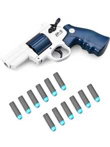 Blue Soft Bullet Toy Gun Revolver - Blue - View 2