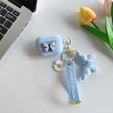 1 Set Estuche de AirPod de diseño de mariposa de silicona con un diseño de dibujos animados lindos y llavero