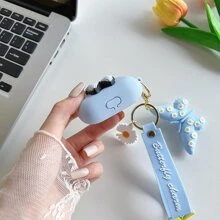 1 Set Estuche de AirPod de diseño de mariposa de silicona con un diseño de dibujos animados lindos y llavero