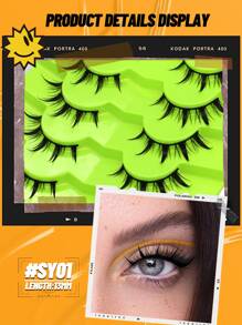 Manga Lashes 7 Pairs Natural Eyelashes Individual Anime Eyelashes DIY Cluster Lashes Extension Makeup Strip Lashes,Lashes,Eyelashes,Fake Lashes - 黑色 - 查看 5