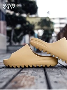 Sandalia chanclas tipo yz slides de goma eva antiderrapante para baño - Camel - Ver 3