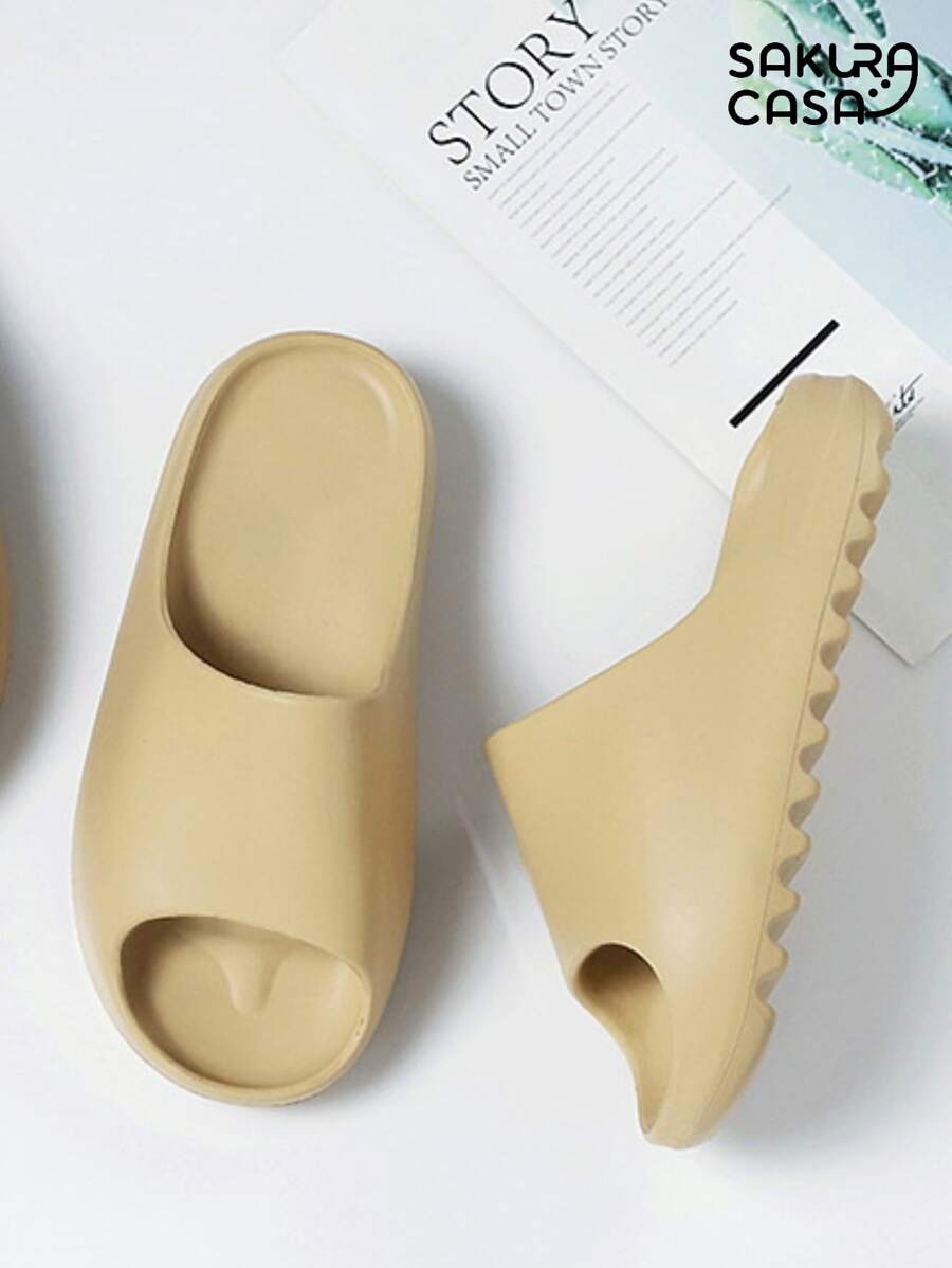 Sandalia chanclas tipo yz slides de goma eva antiderrapante para baño - Camel - Ver 1