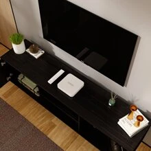 TV Stand for TV up to 65", Modern Wood Universal Media Console with Metal Legs, 2 Storage Cabinets & 2 Open Shelves, Home Living Room Furniture Entertainment Center