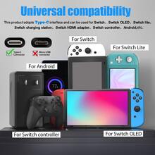 充电器兼容 Switch、Switch Lite 和 Switch Oled，交流适配器兼容 Switch Tv Dock 模式，5 英尺 C 型 Switch 充电线。15v2.6a 输出，用于 Switch 快速充电 - 美規 - 查看 7