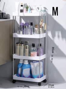 Carro rodante multifunción de 4 niveles con ganchos, ampliamente utilizado como estante de almacenamiento para baño, organizador de cocina, carrito para sala de estar, estante delgado para espacios estrechos, etc. - Blanco - Ver 8