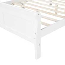 MERAX Queen Size Wood Platform Bed With Headboard And Wooden Slat Support