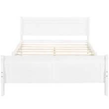 MERAX Queen Size Wood Platform Bed With Headboard And Wooden Slat Support