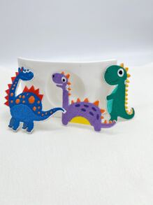 3入組多色恐龍熱轉印貼章,適用於衣服、帽子、包包diy裝飾 - 彩色 - 查看 1