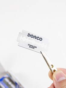 Dorco剃刀刀片盒，100片，不銹鋼剃刀片，手動剃刀片，老式剃刀片，雙面男士剃刀片，適用於家庭沙龍或旅館旅行 - 銀色 - 查看 4