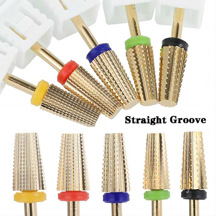 5-In-1 Professional Manicure Polishing Head, Tungsten Steel Grinding Head, Rapid Professional Removal Of Nail Polish, 5 Tooth Density, High - Red - View 1