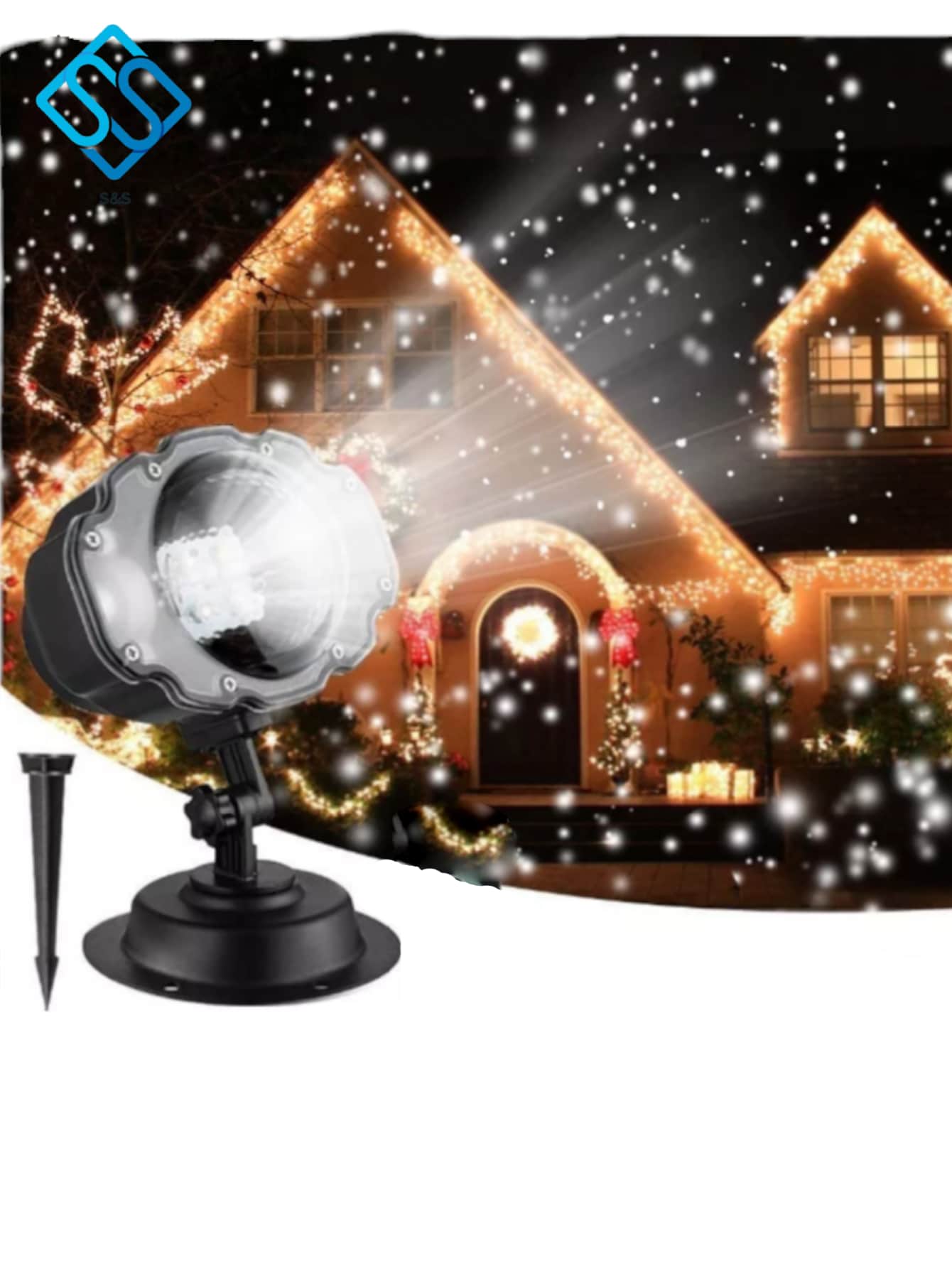 Proyector led efecto caida nieve decoración - Blanco - Ver 1