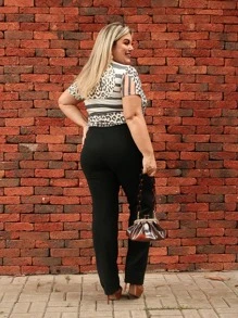 Plus Size Pants - 黑色 - 查看 3