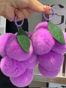 浅紫色葡萄形汽车钥匙扣和包包配件，可爱毛绒水果吊坠，适合 Ins 风格时尚包包配饰包包挂饰礼品、装饰品，适合少女女士大学生礼品、配饰、装饰汽车配饰女士钥匙扣挂饰 - 淡紫色 - 查看 5