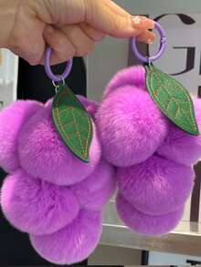 浅紫色葡萄形汽车钥匙扣和包包配件，可爱毛绒水果吊坠，适合 Ins 风格时尚包包配饰包包挂饰礼品、装饰品，适合少女女士大学生礼品、配饰、装饰汽车配饰女士钥匙扣挂饰 - 淡紫色 - 查看 4