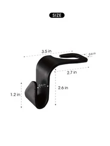 4汽車座椅頭靠掛鉤衣架,收納適用於包 - 黑色 - 查看 2